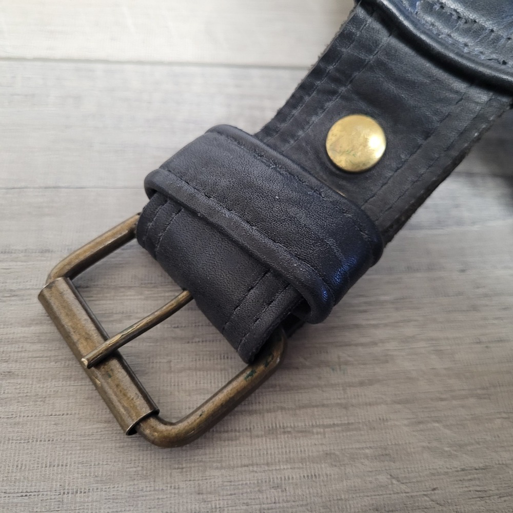 ποΈ Vintage USA Black Biker Leather Chapsβ Snaps/Zippers Unisex Medium Moto - Picture 10 of 16